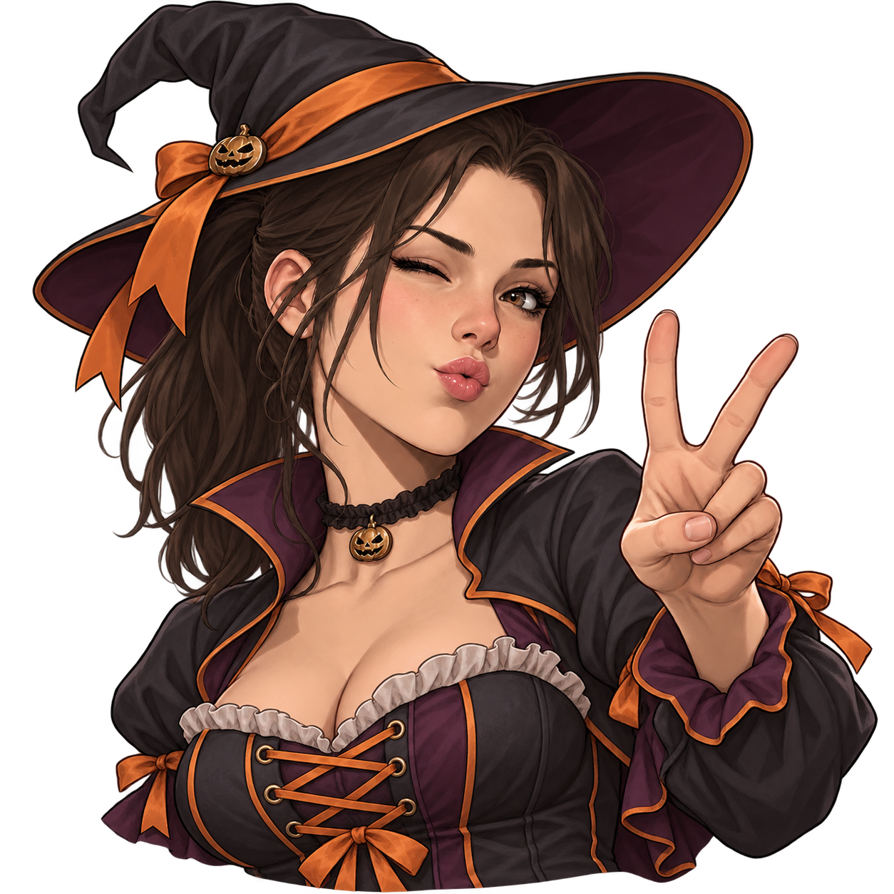 Zoey winking and making a peace sign